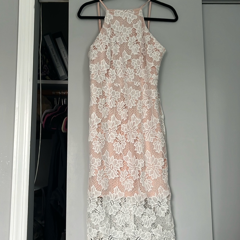 Charlotte Russe Lace with Nude Underlay Cocktail Dress